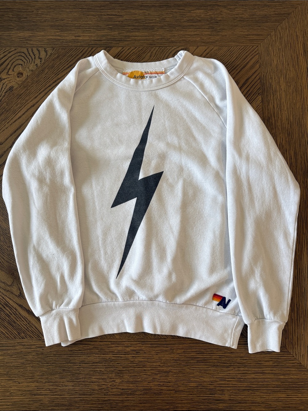 Aviator Nation Women’d White Lightning Bolt Sweatshirt